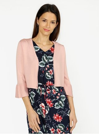 Cardigan crop roz deschis cu volane pe maneci - VERO MODA Frilli