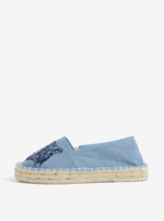 Modré džínové espadrilky s výšivkou Pieces Haila