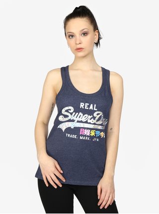 Tmavě modré dámské tílko s potiskem Superdry