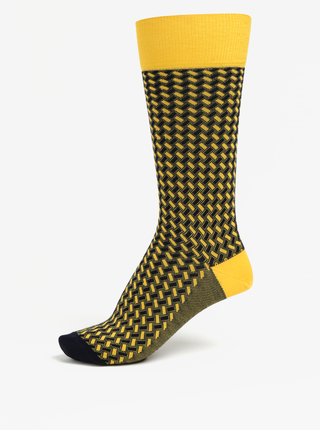 Sosete bleumarin & galben unisex - Happy Socks Dressed Basket Weave