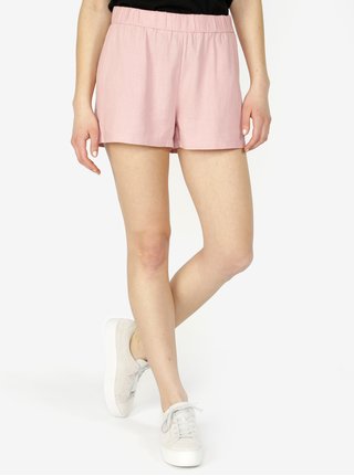 Světle růžové lněné kraťasy VERO MODA Asta