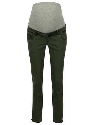Khaki těhotenské slim džíny s otrhaným efektem Mama.licious Zeal
