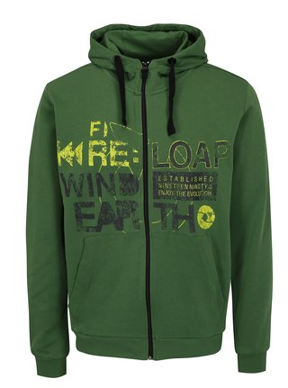 Hanorac verde cu gluga si fermoar LOAP Doroso