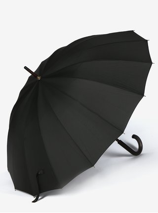 Umbrela neagra barbateasca cu maner din lemn - Derby