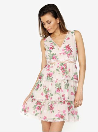 Růžové květované šaty s krajkou Miss Selfridge