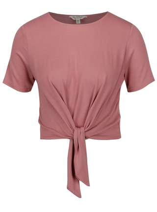 Růžový crop top s uzlem Miss Selfridge