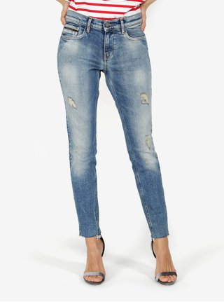 Modré dámské zkrácené skinny džíny s nízkým pasem Calvin Klein Jeans