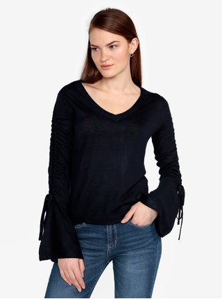 Pulover bleumarin cu maneci clopot cu snururi - VERO MODA Adriana