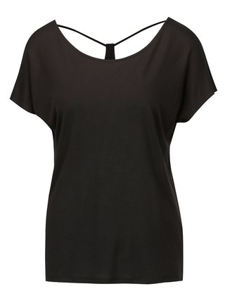 Tricou negru cu snur decorativ la spate - ONLY Carrie