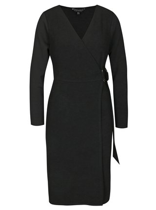 Čierne puzdrové šaty na zavinovanie Dorothy Perkins