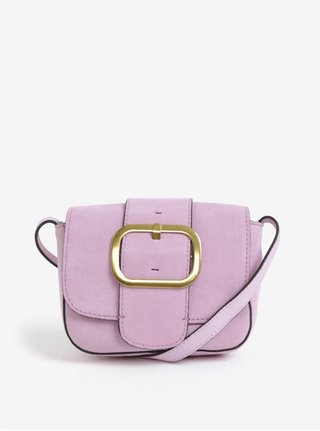 Světle růžová semišová crossbody kabelka Pieces Vonne