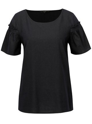 Tmavě modré lněné tričko VERO MODA Asta