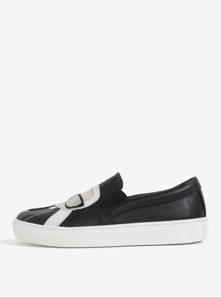 Černé kožené slip on KARL LAGERFELD Kupsole