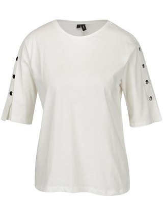 Bílé tričko s kovovými detaily VERO MODA Jane