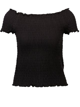 Černý crop top s odhalenými rameny ONLY Sammi