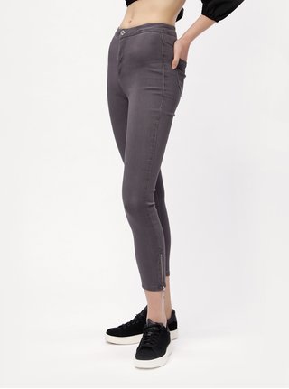 Šedé skinny džíny s vysokým pasem MISSGUIDED