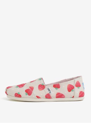 Espadrile bej cu print capsuni pentru femei TOMS