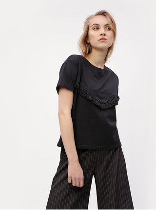 Černé tričko s třásněmi VERO MODA Tally
