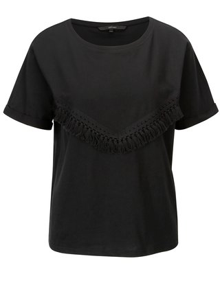 Tricou negru cu ciucuri decorativi - VERO MODA Tally