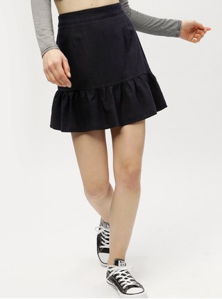 Tmavě modrá lněná sukně VERO MODA Asta