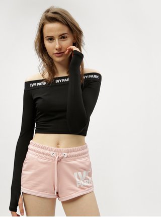 Černý crop top s odhalenými rameny Ivy Park