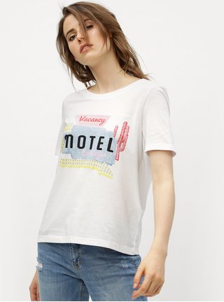 Tricou alb cu imprimeu VERO MODA Woodie