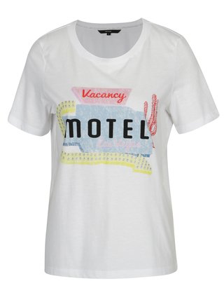 Bílé tričko s potiskem VERO MODA Woodie