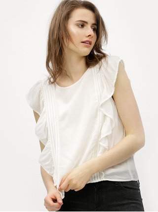Bílý top s volány VERO MODA Suman