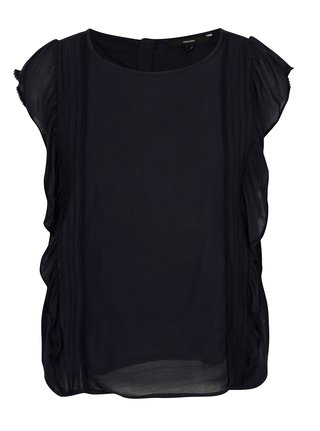 Tmavě modrý top s volány VERO MODA Suman