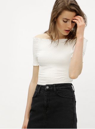 Bílý crop top s odhalenými rameny VERO MODA Mock