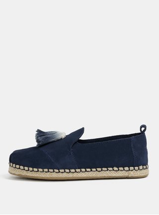 Tmavě modré dámské semišové espadrilky se střapci TOMS