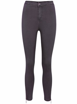 Blugi skinny gri cu fermoare la terminatii MISSGUIDED