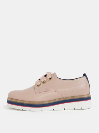 Růžové dámské kožené polobotky Tommy Hilfiger