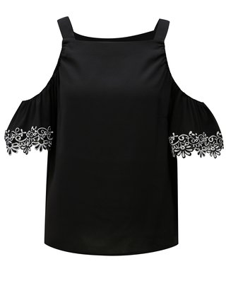 Černá halenka s průstřihy na ramenou Dorothy Perkins