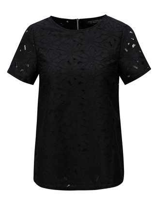 Černé krajkové tričko s krátkým rukávem Dorothy Perkins