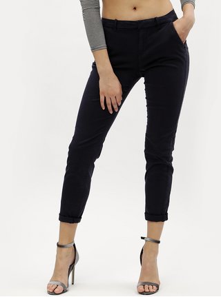Tmavě modré chino kalhoty s nízkým pasem VERO MODA Flame