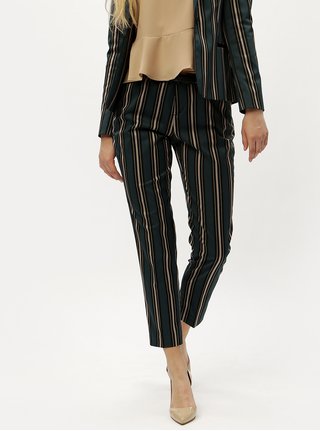 Tmavě zelené kostýmové pruhované zkrácené kalhoty Scotch & Soda