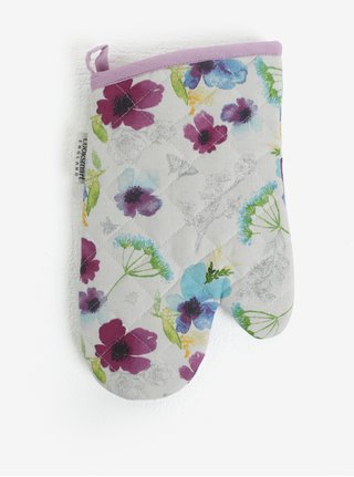 Manusa de bucatarie alb-mov cu motiv floral Cooksmart