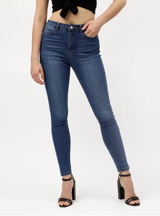 Modré skinny džíny s vysokým pasem MISSGUIDED