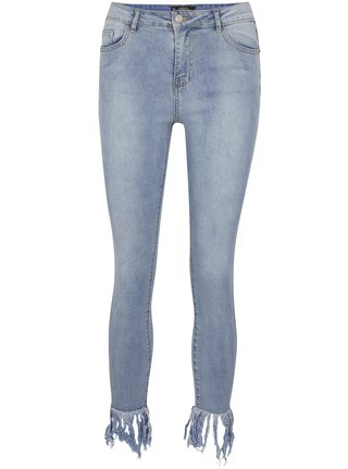 Světle modré zkrácené skinny džíny MISSGUIDED