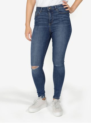 Tmavě modré skinny džíny s vysokým pasem VERO MODA Sophia