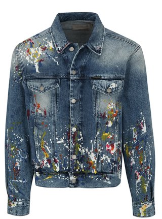 Modrá pánská džínová bunda s potiskem Calvin Klein Jeans