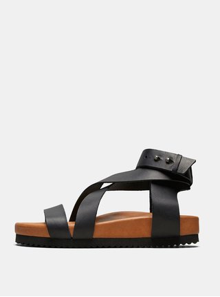 Černé kožené sandály Selected Femme Strap
