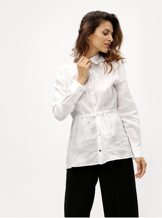 Camasa alba din in cu maneci lungi DKNY