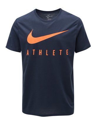 Tricou barbatesc albastru inchis functional cu print Nike Athlete
