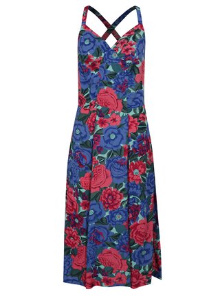 Rochie roz-albastru cu model floral Fever London Dahlia