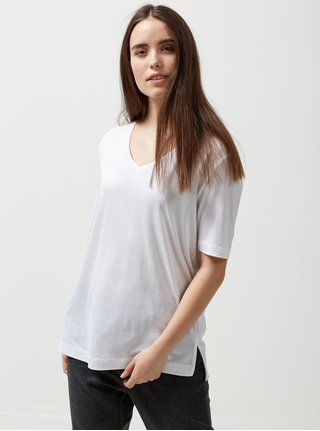 Bílé basic tričko s véčkovým výstřihem Selected Femme Lyro