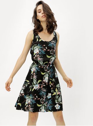 Rochie neagra cu model floral ONLY