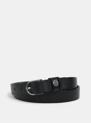 Černý dámský úzký kožený pásek Tommy Hilfiger