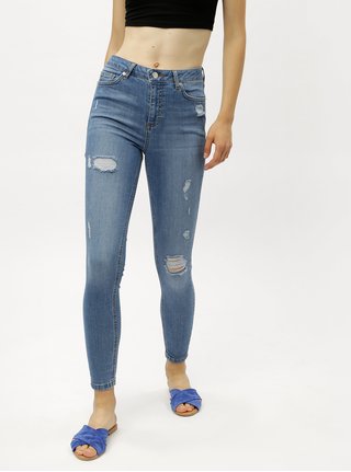 Světle modré super skinny džíny s vysokým pasem Miss Selfridge